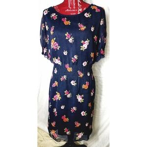 Joe Browns Navy Floral Dress Plus Size 16